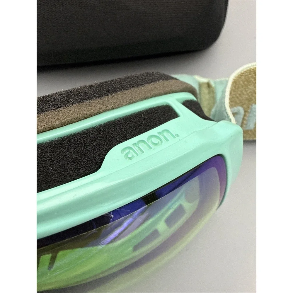 ANON Authentic Ski Snowboard Goggles Teal Blue/Black & Tan & Hard Black Case